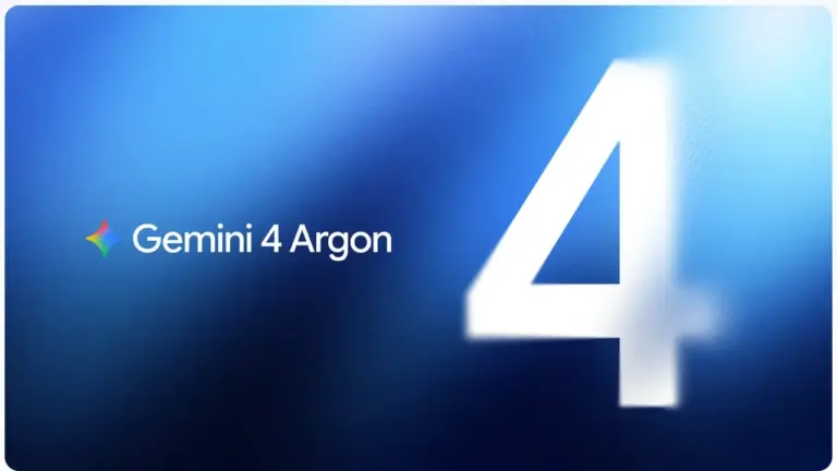 Gemini 4 Argonのキービジュアル。青い背景に、Geminiのマークと「Gemini 4 Argon」の文字、大きな数字の4
